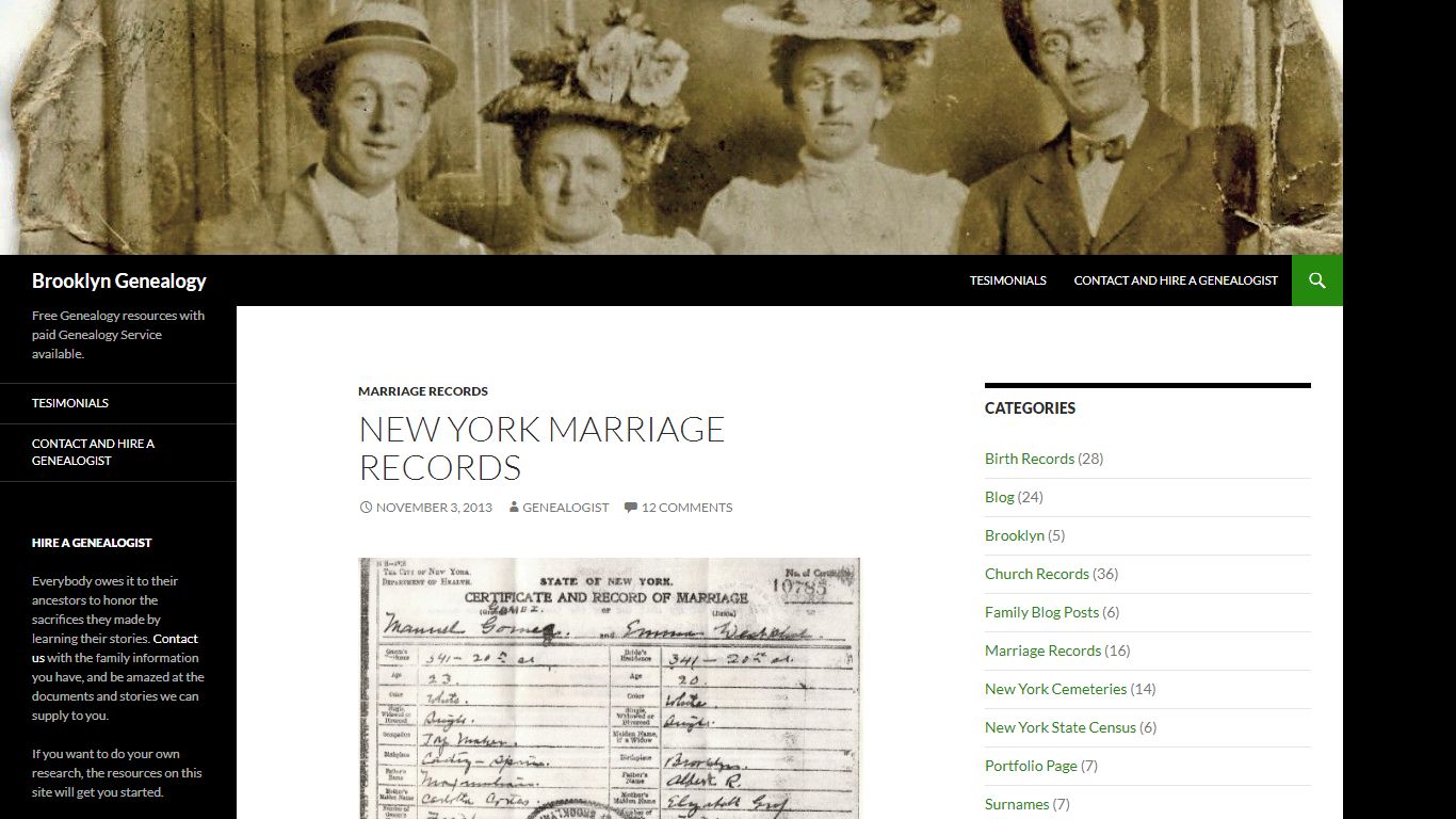 New York Marriage Records | Brooklyn Genealogy